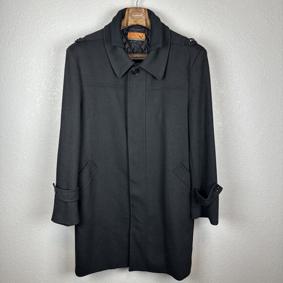 Enzo Tovare Italy Mens Frank Long Car Coat 38 R Black Cotton Blend Classic - Picture 1 of 10